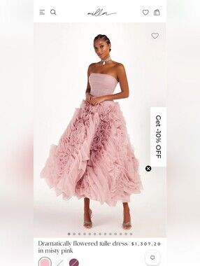 Milla By Medium New With Tags MillaNova Dusty Rose Strapless Ruffled Tulle Dress